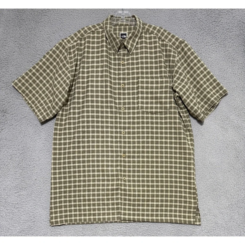The North Face Plaid Short Sleeve Button Down Casual Shirt Mens XL Heavy